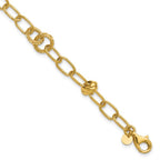 Leslie's 14K Polished/Texture/Dia-cut Fancy w/.75in Ext. Bracelet