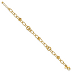 Leslie's 14K Polished/Texture/Dia-cut Fancy w/.75in Ext. Bracelet - Image 2