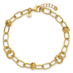 Leslie's 14K Polished/Texture/Dia-cut Fancy w/.75in Ext. Bracelet - Image 4
