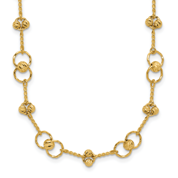 Leslie's 14K Polished/Dia-cut Twisted Circles w/ 1in Ext. Necklace