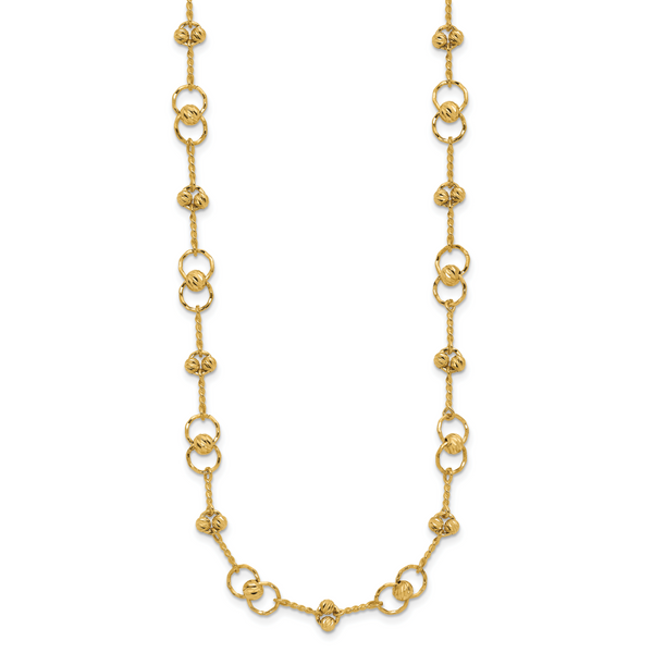 Leslie's 14K Polished/Dia-cut Twisted Circles w/ 1in Ext. Necklace - Image 2