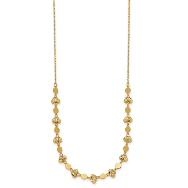 Leslie's 14K Polished D/C Beaded Fancy Circles w/ 1in Ext. Necklace - Image 2