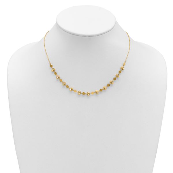 Leslie's 14K Polished D/C Beaded Fancy Circles w/ 1in Ext. Necklace - Image 3