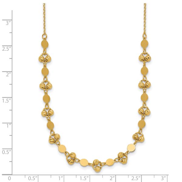 Leslie's 14K Polished D/C Beaded Fancy Circles w/ 1in Ext. Necklace - Image 5
