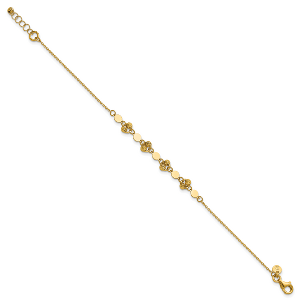 Leslie's 14K Polished D/C Beaded Fancy Circles w/.5in Ext. Bracelet - Image 2