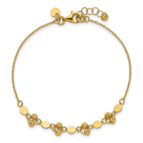 Leslie's 14K Polished D/C Beaded Fancy Circles w/.5in Ext. Bracelet - Image 4