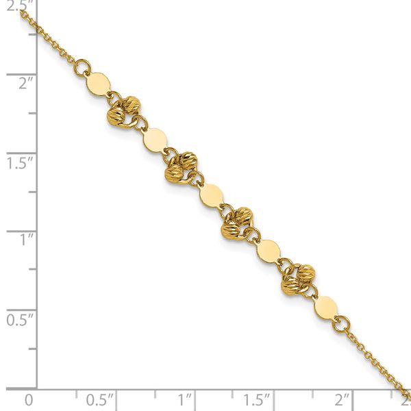 Leslie's 14K Polished D/C Beaded Fancy Circles w/.5in Ext. Bracelet - Image 5