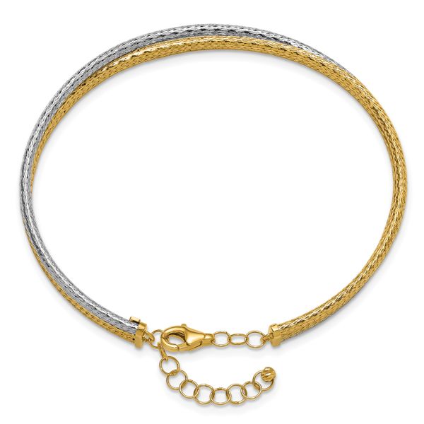 Leslie's 14KTT Polished & Textured Fancy 3-Wire w/ 1in Ext. Bangle - Image 2