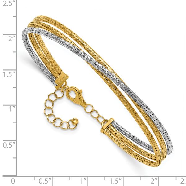 Leslie's 14KTT Polished & Textured Fancy 3-Wire w/ 1in Ext. Bangle - Image 3