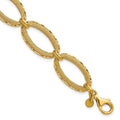Leslie's 14K Polished/Texture/Dia-cut Ovals w/1in Ext. Bracelet