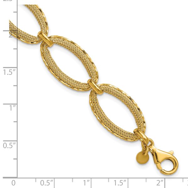 Leslie's 14K Polished/Texture/Dia-cut Ovals w/1in Ext. Bracelet - Image 5