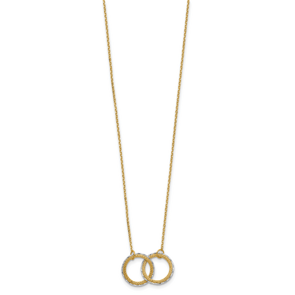 Leslie's 14KTT Pol/Texture/Dia-cut Circles w/ 2in Ext. Necklace - Image 2