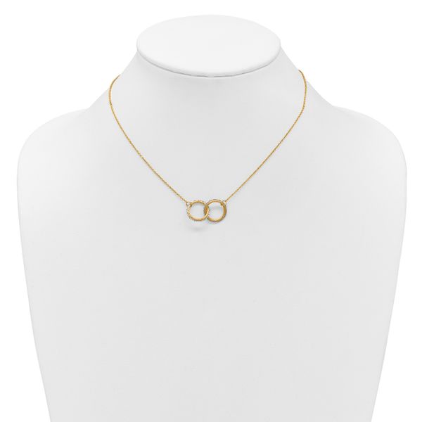 Leslie's 14KTT Pol/Texture/Dia-cut Circles w/ 2in Ext. Necklace - Image 3