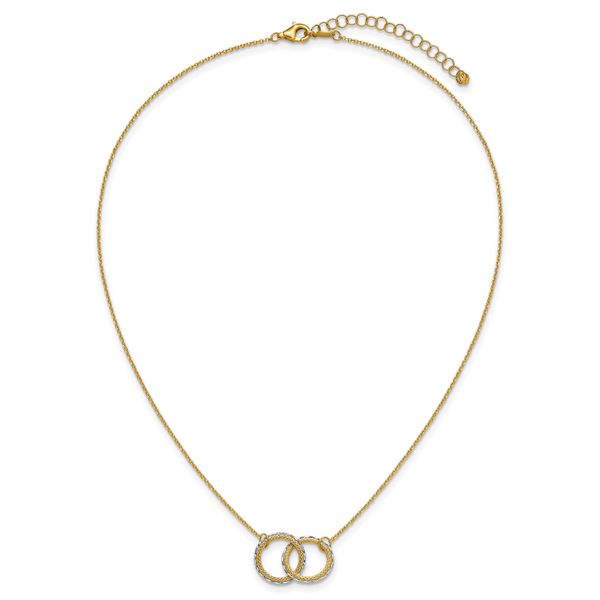 Leslie's 14KTT Pol/Texture/Dia-cut Circles w/ 2in Ext. Necklace - Image 4
