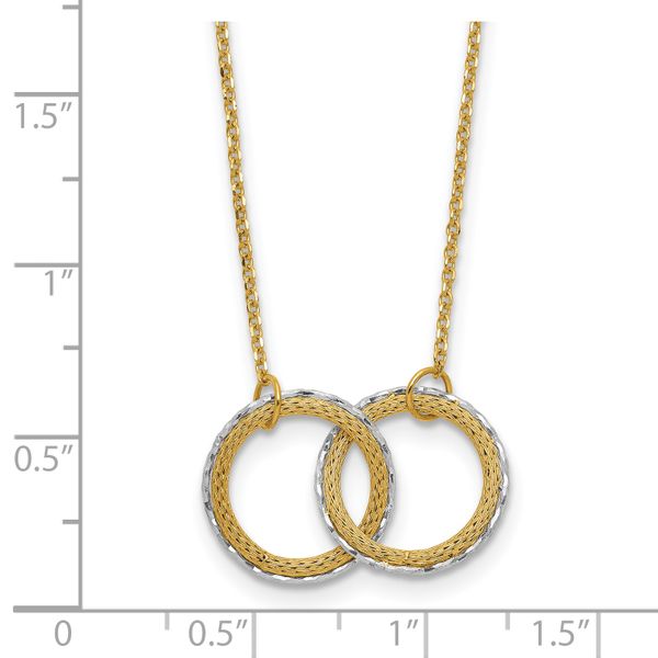 Leslie's 14KTT Pol/Texture/Dia-cut Circles w/ 2in Ext. Necklace - Image 5