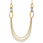 Leslie's 14K Two-tone Polished Fancy CZ Ovals w/1in Ext. Necklace