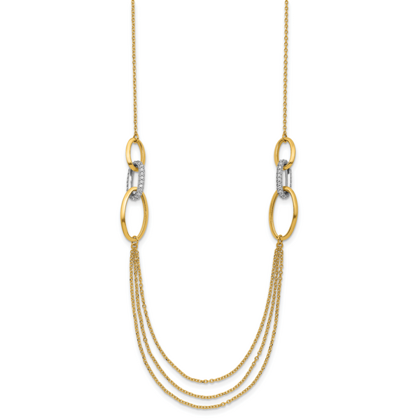 Leslie's 14K Two-tone Polished Fancy CZ Ovals w/1in Ext. Necklace - Image 2