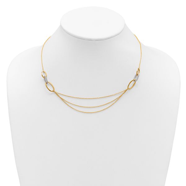 Leslie's 14K Two-tone Polished Fancy CZ Ovals w/1in Ext. Necklace - Image 3