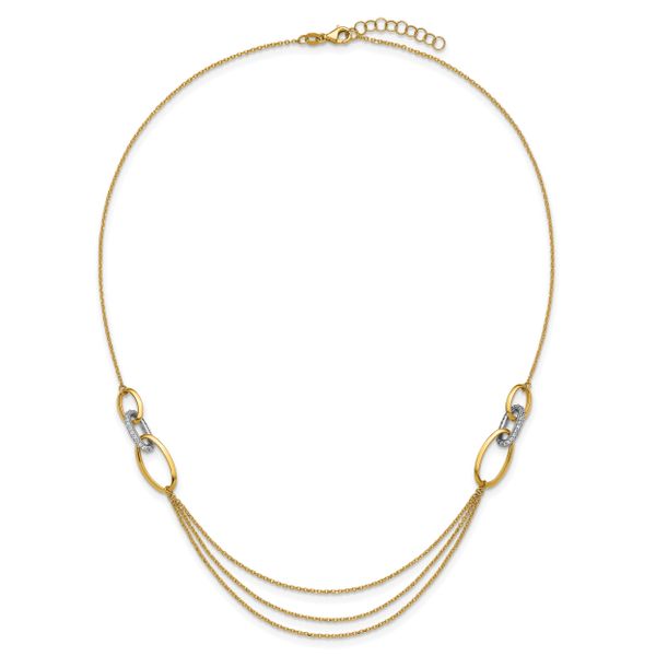 Leslie's 14K Two-tone Polished Fancy CZ Ovals w/1in Ext. Necklace - Image 4
