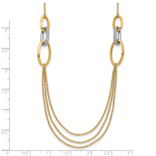 Leslie's 14K Two-tone Polished Fancy CZ Ovals w/1in Ext. Necklace - Image 5