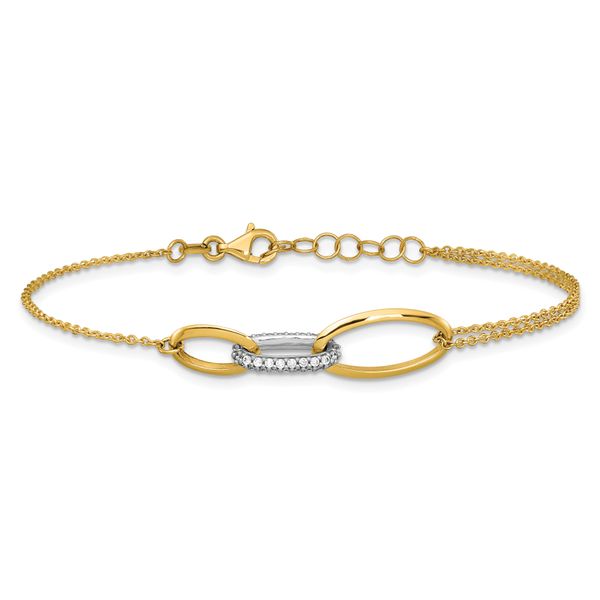 Leslie's 14K Two-tone Polished Fancy CZ Ovals w/.75in Ext. Bracelet - Image 3