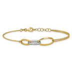 Leslie's 14K Two-tone Polished Fancy CZ Ovals w/.75in Ext. Bracelet - Image 3