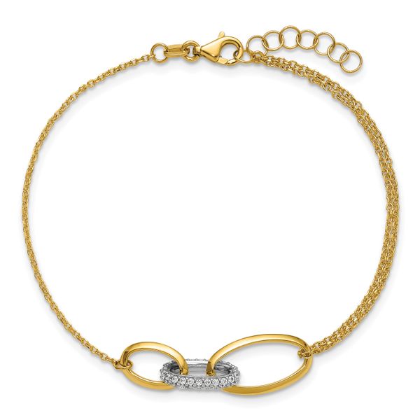Leslie's 14K Two-tone Polished Fancy CZ Ovals w/.75in Ext. Bracelet - Image 4