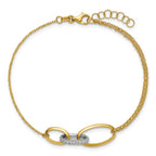 Leslie's 14K Two-tone Polished Fancy CZ Ovals w/.75in Ext. Bracelet - Image 4