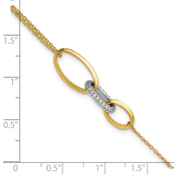 Leslie's 14K Two-tone Polished Fancy CZ Ovals w/.75in Ext. Bracelet - Image 5