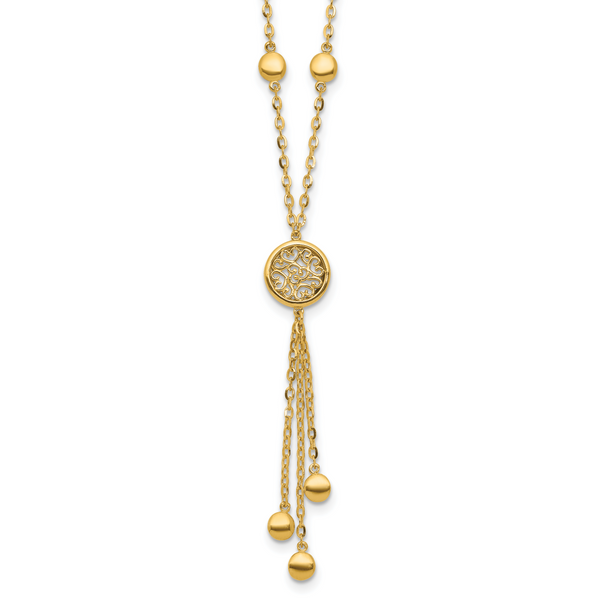 Leslie's 14K Polished Fancy Filigree Circles Dangle Necklace
