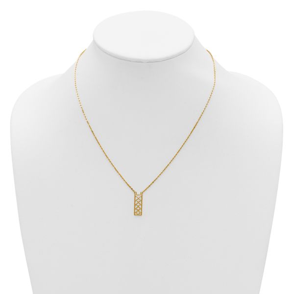 Leslie's 14K Two-tone Polished / Dia-cut Bar Necklace - Image 3