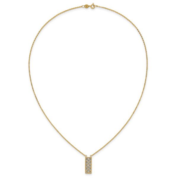 Leslie's 14K Two-tone Polished / Dia-cut Bar Necklace - Image 4
