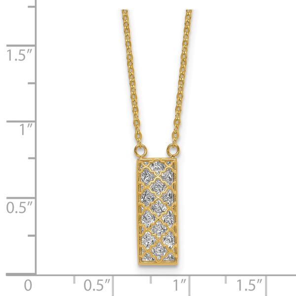 Leslie's 14K Two-tone Polished / Dia-cut Bar Necklace - Image 5