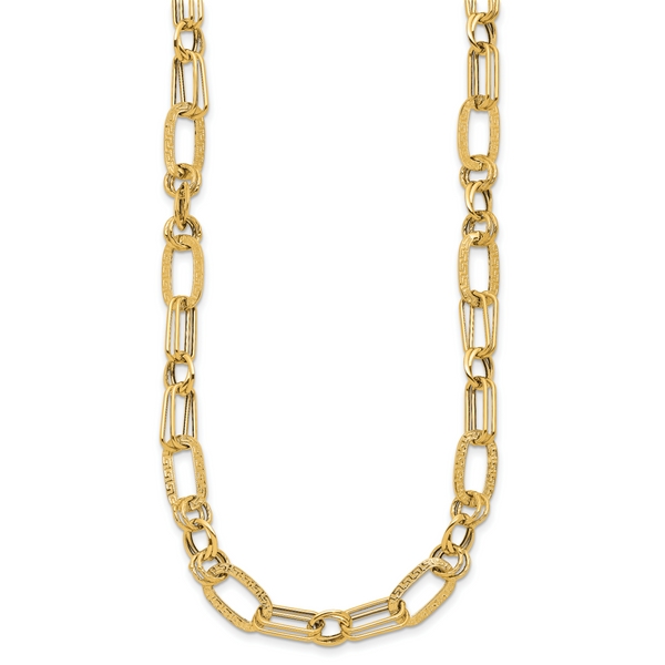 Leslie's 14K Polished and Textured Fancy Greek Key Link Necklace - Image 2