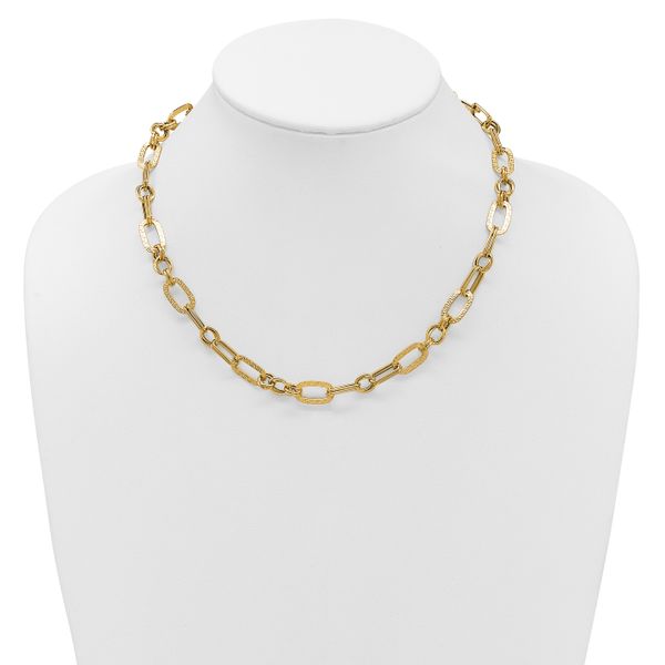 Leslie's 14K Polished and Textured Fancy Greek Key Link Necklace - Image 3