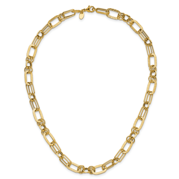 Leslie's 14K Polished and Textured Fancy Greek Key Link Necklace - Image 4