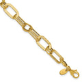 Leslie's 14K Polished and Textured Fancy Greek Key Link Bracelet