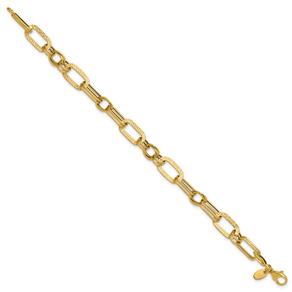 Leslie's 14K Polished and Textured Fancy Greek Key Link Bracelet - Image 2