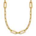 Leslie's 14K Polished Textured Greek Key Paperclip Link Necklace