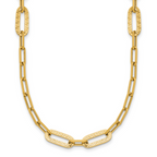 Leslie's 14K Polished Textured Greek Key Paperclip Link Necklace