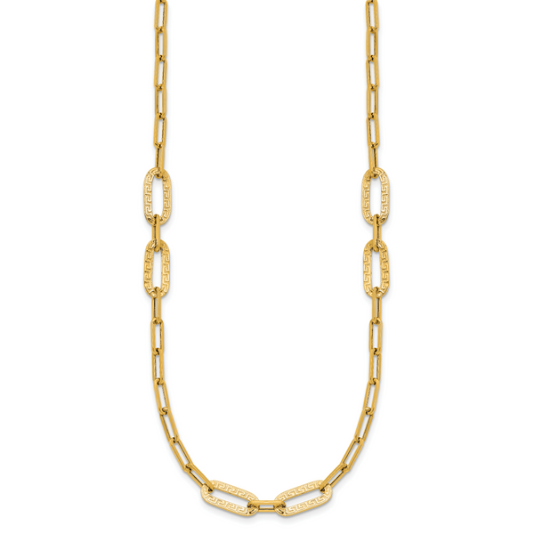 Leslie's 14K Polished Textured Greek Key Paperclip Link Necklace - Image 2