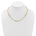 Leslie's 14K Polished Textured Greek Key Paperclip Link Necklace - Image 3