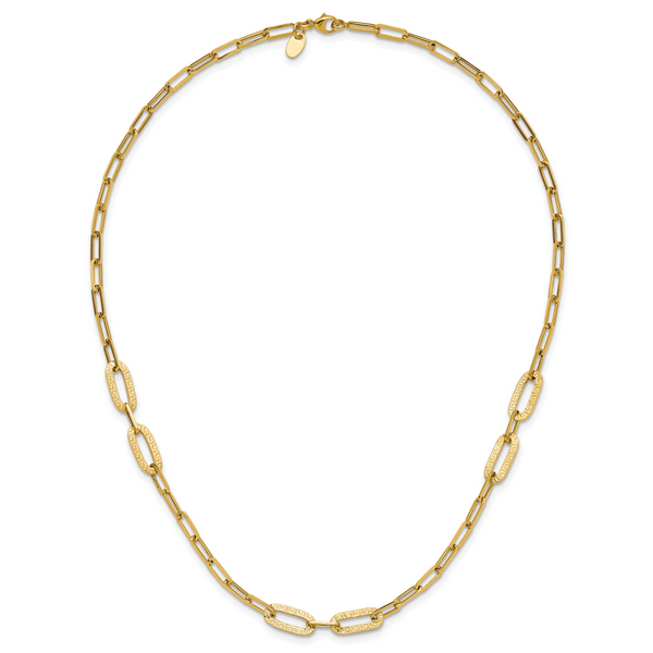 Leslie's 14K Polished Textured Greek Key Paperclip Link Necklace - Image 4