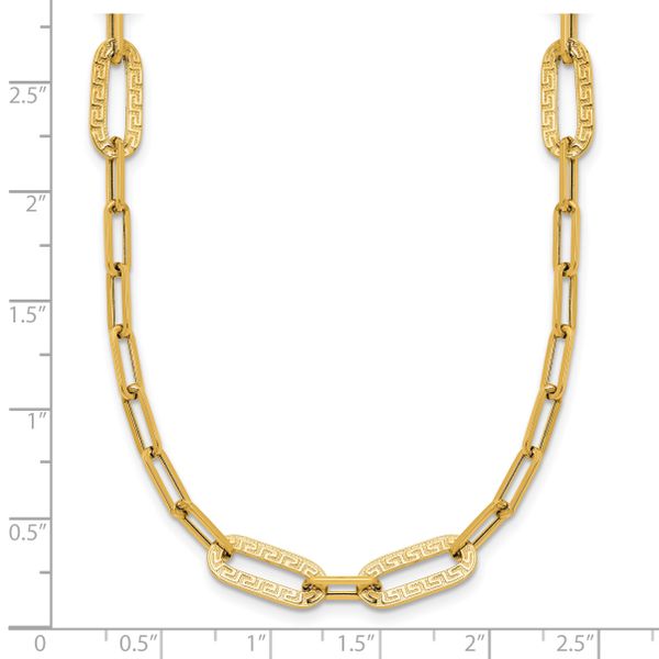 Leslie's 14K Polished Textured Greek Key Paperclip Link Necklace - Image 5