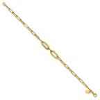 Leslie's 14K Polished Textured Greek Key Paperclip Link Bracelet - Image 2