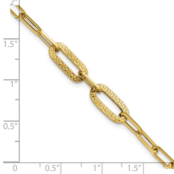 Leslie's 14K Polished Textured Greek Key Paperclip Link Bracelet - Image 5