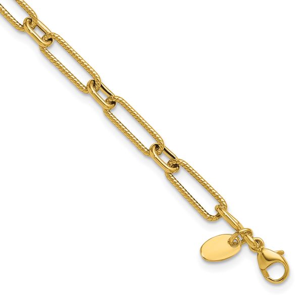 Leslie's 14K Polished and Textured 4.2mm Fancy Link Bracelet