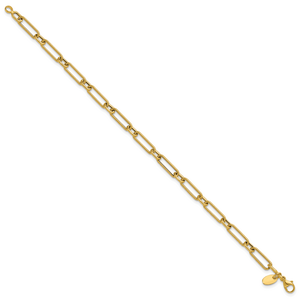 Leslie's 14K Polished and Textured 4.2mm Fancy Link Bracelet - Image 2