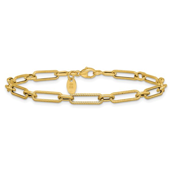 Leslie's 14K Polished and Textured 4.2mm Fancy Link Bracelet - Image 3
