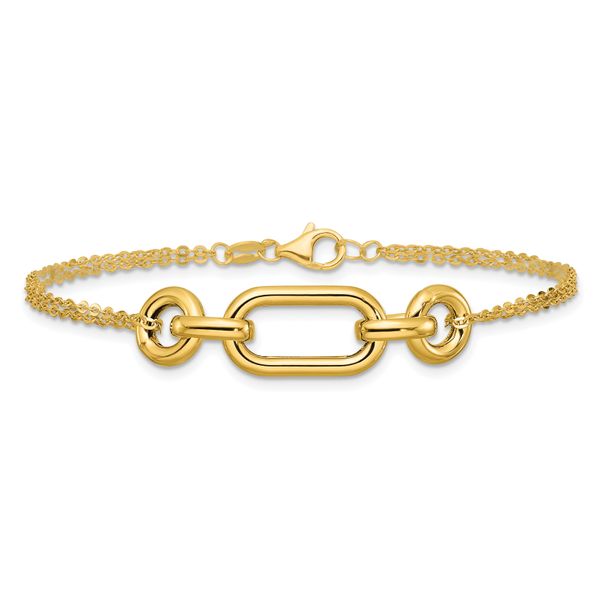 Leslie's 14K Polished Fancy Two-Strand Mixed Links Bracelet - Image 3